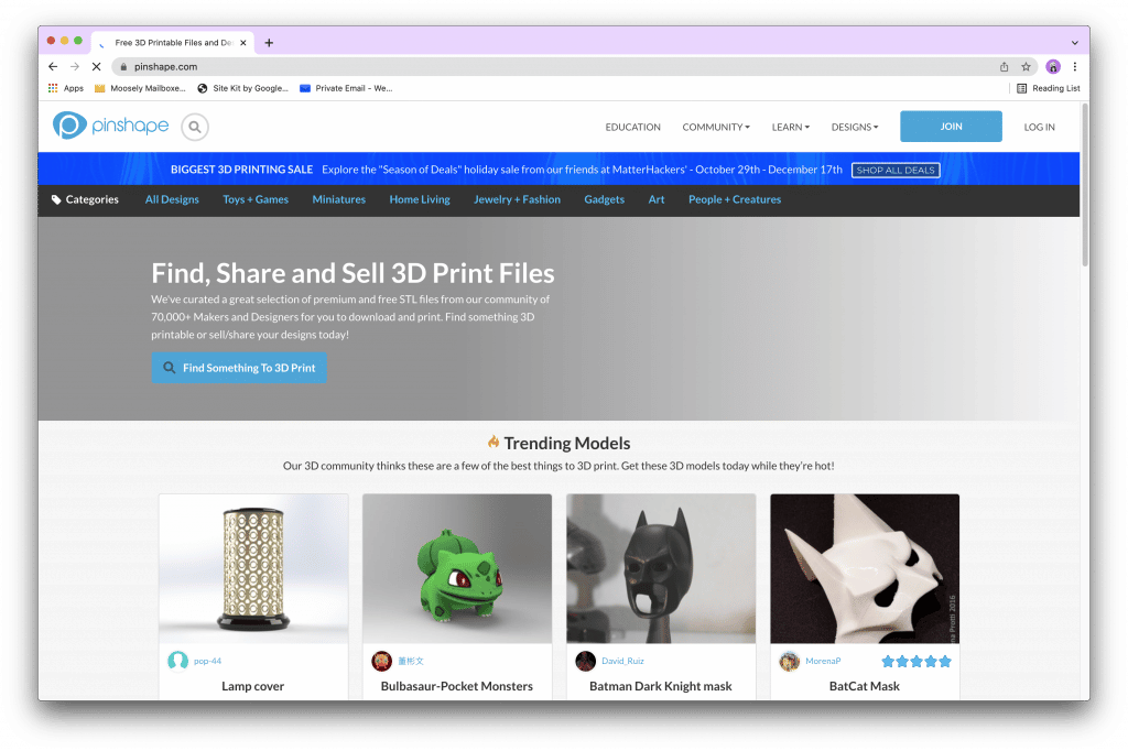 Preview of Pinshape Website 
