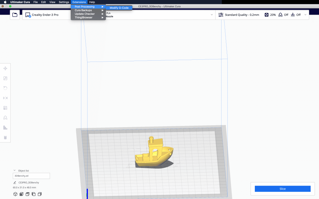 How to find Cura Pause at Height