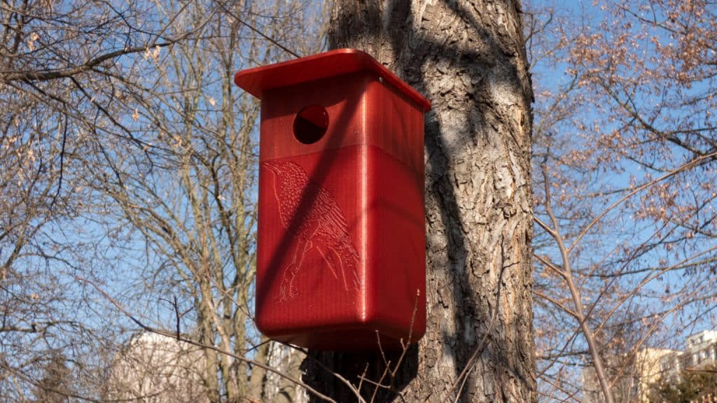 3d printed bird house hanged on a tree