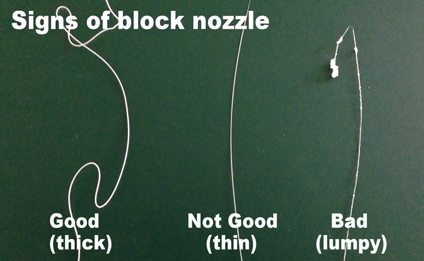 Signs of block nozzle to perform cold pull