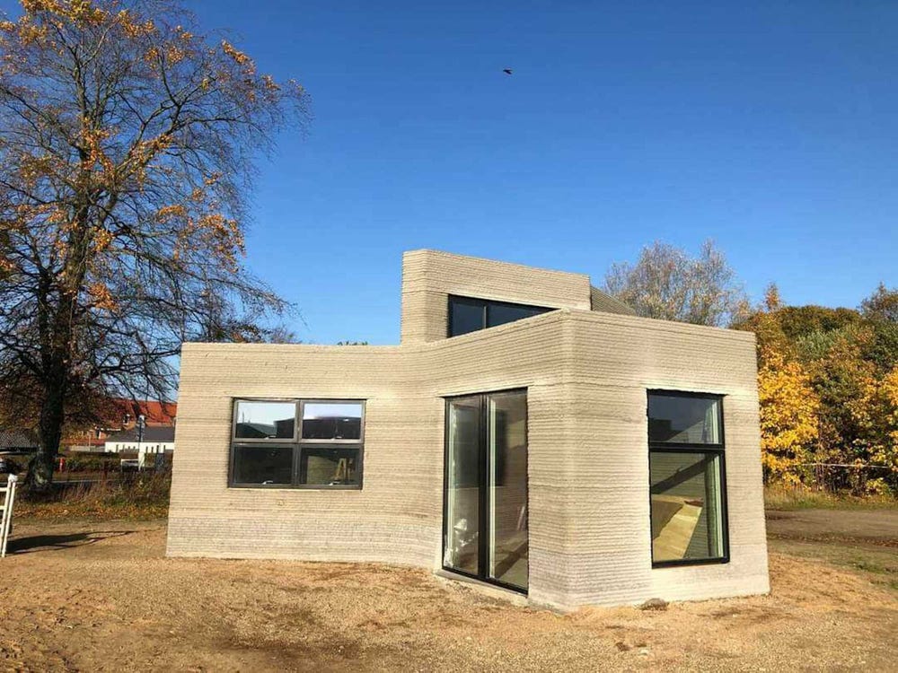 3d printed houses exterior:  layer lines are apparent, but it gives different characteristics to the buildings