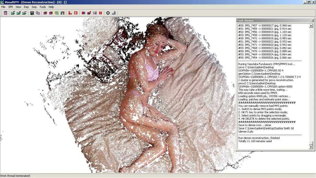 VisualSFM is a photogrammetry program that creates point clouds using the structure from motion (SfM) technique.
