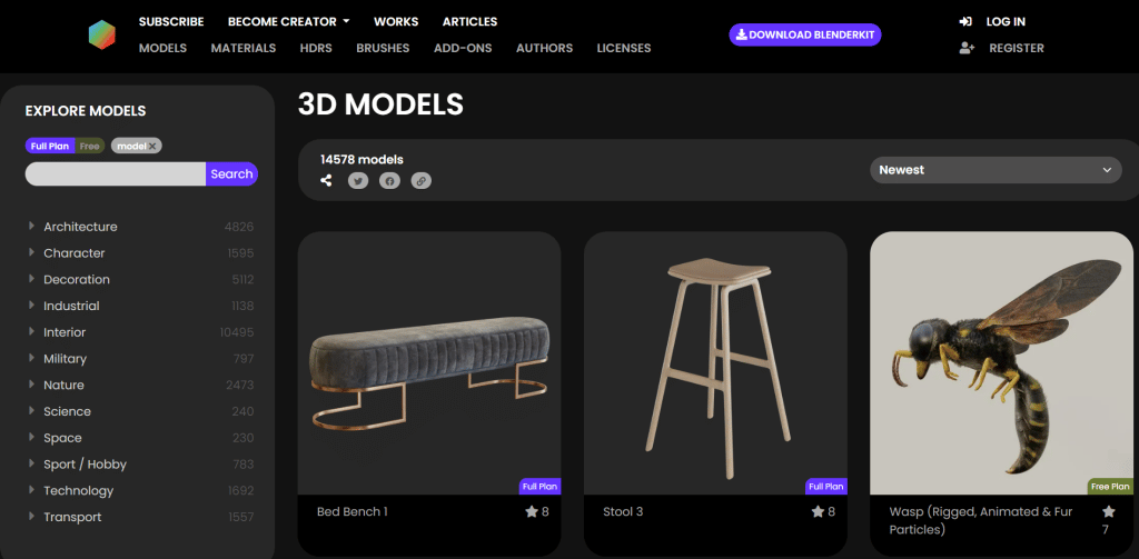 3D models BlenderKit howto3Dprint.net Discover The World of 3D Print