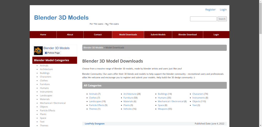 Free Blender Model Downloads 3D Model Downloads For Blender 3D howto3Dprint.net Discover The World of 3D Print