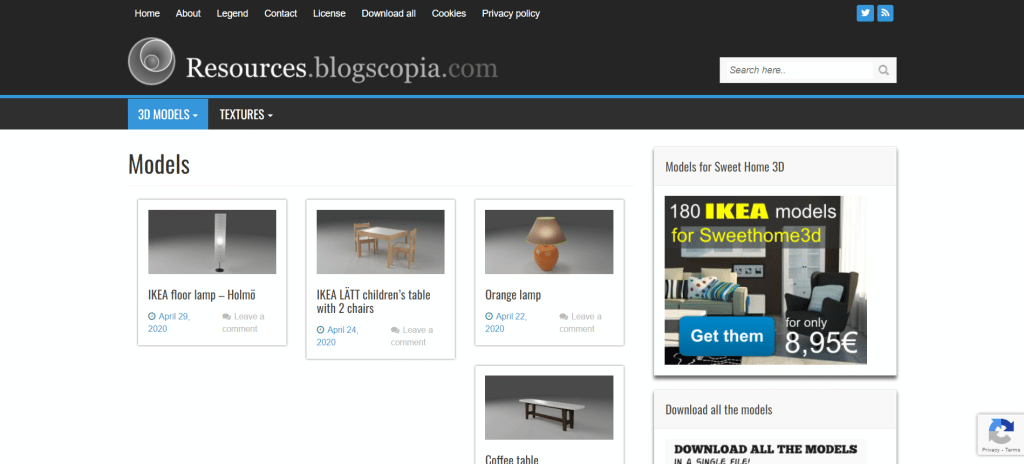 Models – Resources – Free 3D models for blender sweethome3d and others howto3Dprint.net Discover The World of 3D Print
